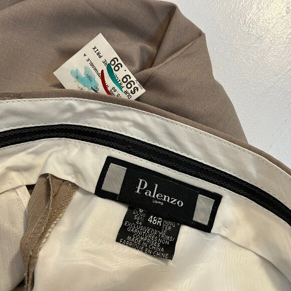 PALENZO Men's Beige Flat Front Dress Pants - Size 48W x unhemmed - NWT - Picture 6 of 6